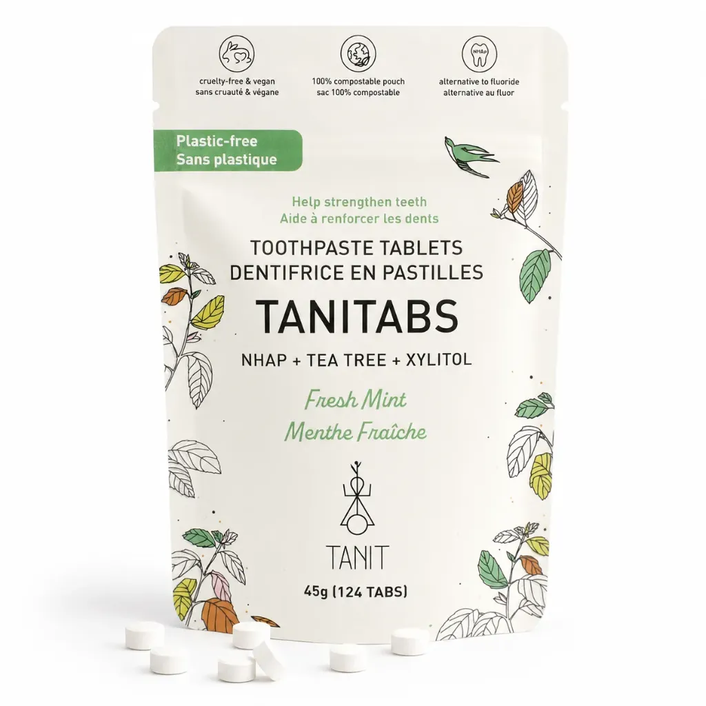 [6G-6] Large Pack (124 Tablets) Eco-Refill Packs – Tanitabs Toothpaste & Mouthwash Tablets (Strawberry)